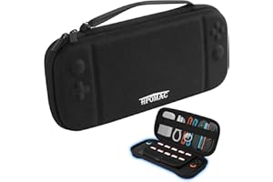 HPOMAC Nintendo Switch 2 Carrying Case - Christmas Birthday Gifts 2025 for Teen Boys, Girls, Men, Women & Gamers, Waterproof Hard Shell Switch 2 Case / Travel Cases, 10 Game Slots & Hidden AirTag Pouch,Black