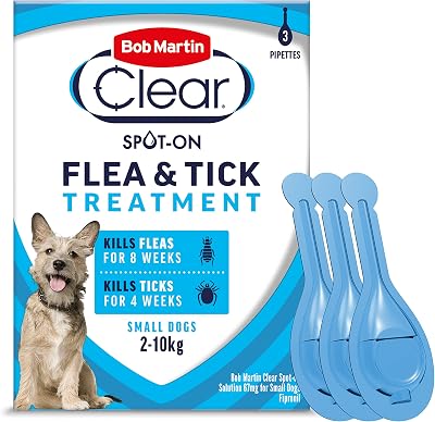 Bob Martin Clear Spot On Flea Treatment for Small Dogs 2-10kg (3 Pipettes)