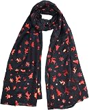 Ladies Glitter Foil Print Shawl Scarf – Animal Print, Owl/Fairy Design – Viscose