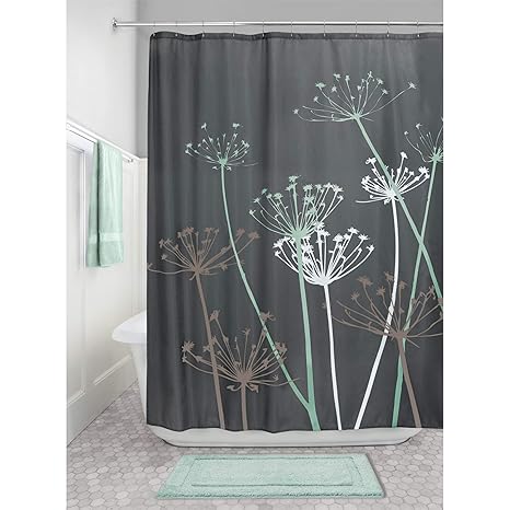 Interdesign Thistle Shower Curtain Standard Gray And Mint