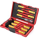 HURRICANE 13 Piece Insulated Screwdriver Set, 1000 V Cr-V Replaceable Magnetic Slotted Phillips Pozidriv Torx Insulated Elect