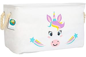 Kazulo Rectangle Unicorn Basket, Unicorn Easter Basket, Kids laundry Basket with Handles, for Nursery Décor and Kids Room, Unicorn Hamper, Unicorn Storage Basket, Unicorn Toy Box (Unicorn Basket)