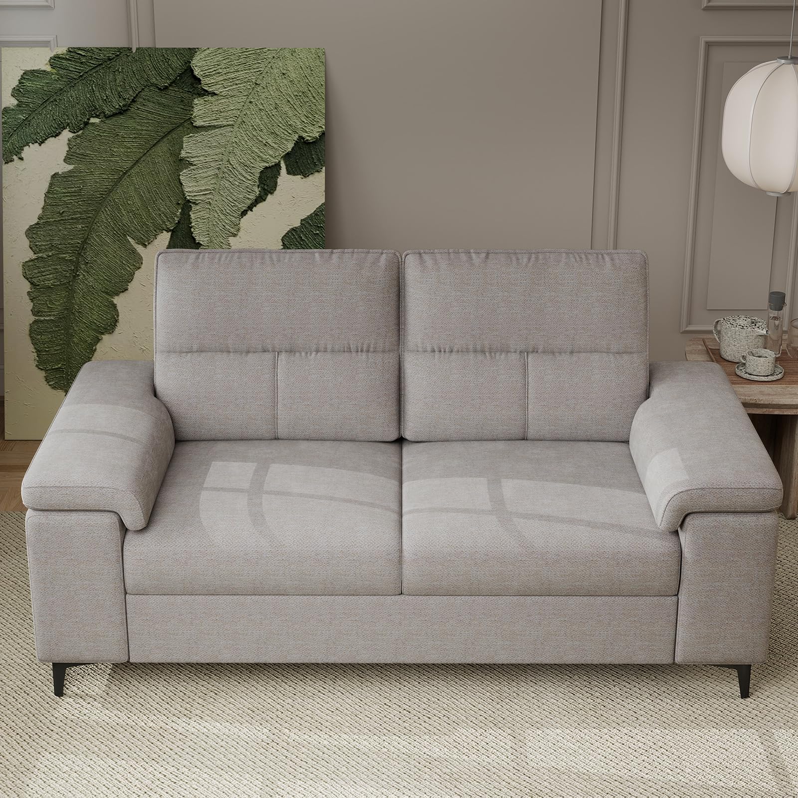 Upvilla 71.25" Modern Couches Deep Seat Sofa for Living Room(Light Gray)