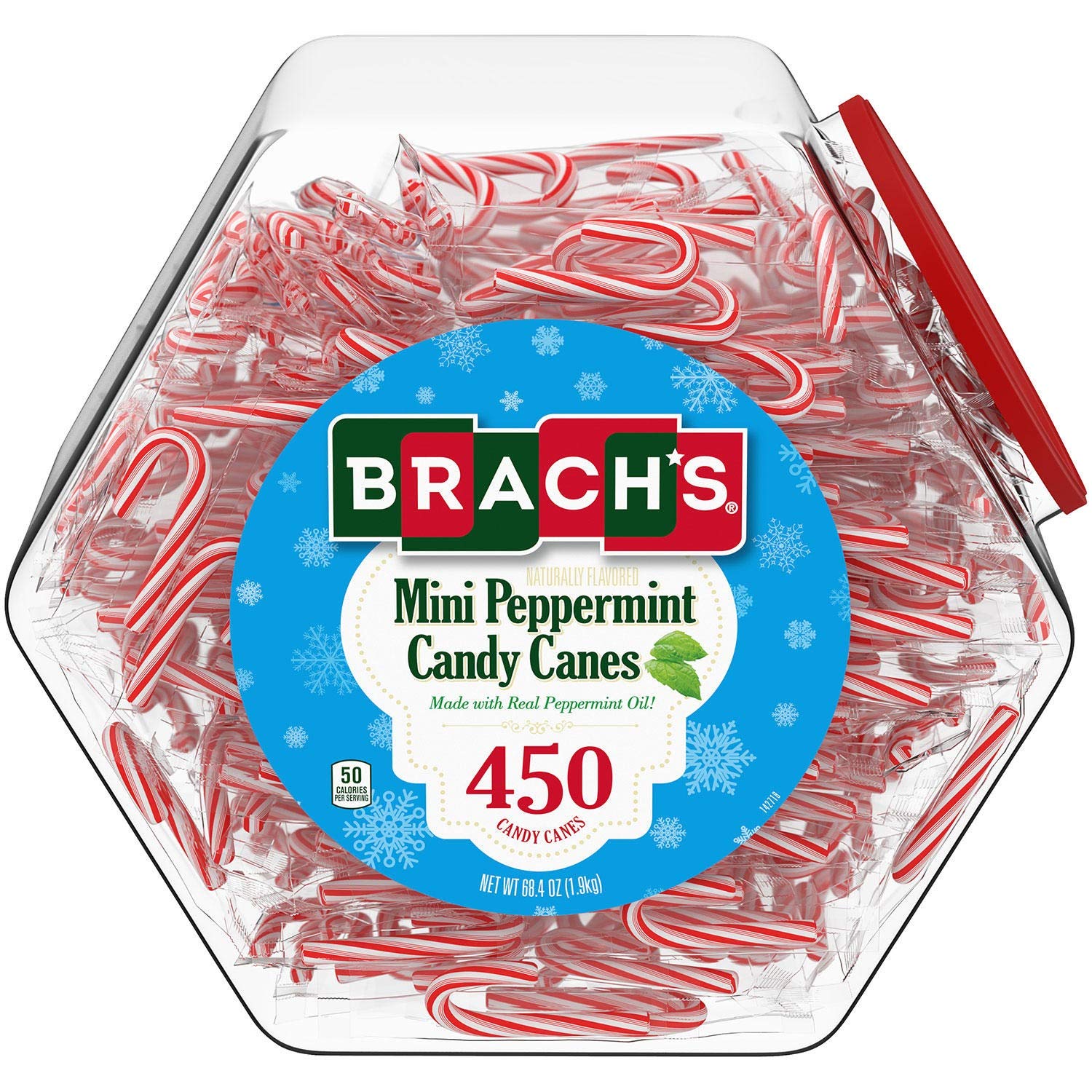 Brach's Mini Peppermint Candy Canes 450 Count Jar, 68 ounces Amazon