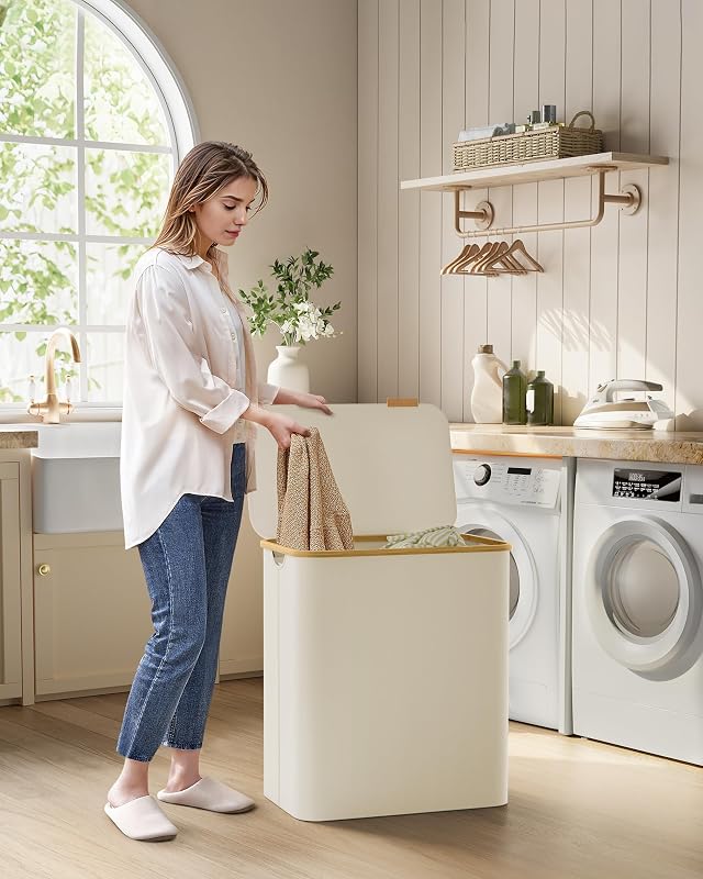 Cesto de Ropa Sucia con Tapa, 150 L, Plegable, 60x38,5x70,5 cm