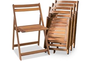 VICTORY RELAX Acacia Wooden Chairs Set of 4, Folding Waterproof Small Patio Chairs with Waterproof and UV Coating, Indoor Outdoor Bistro Set for Garden Balcony Patio Lawn Living Room