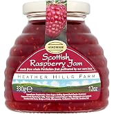 Heather Hills Farm Scottish Raspberry Jam 11.6oz (330g) - Handmade Artisan Fruit Preserve, Tart Natural Soft Set Jam, Scottish Food Gift from Scotland, British Raspberry Spread for Breakfast