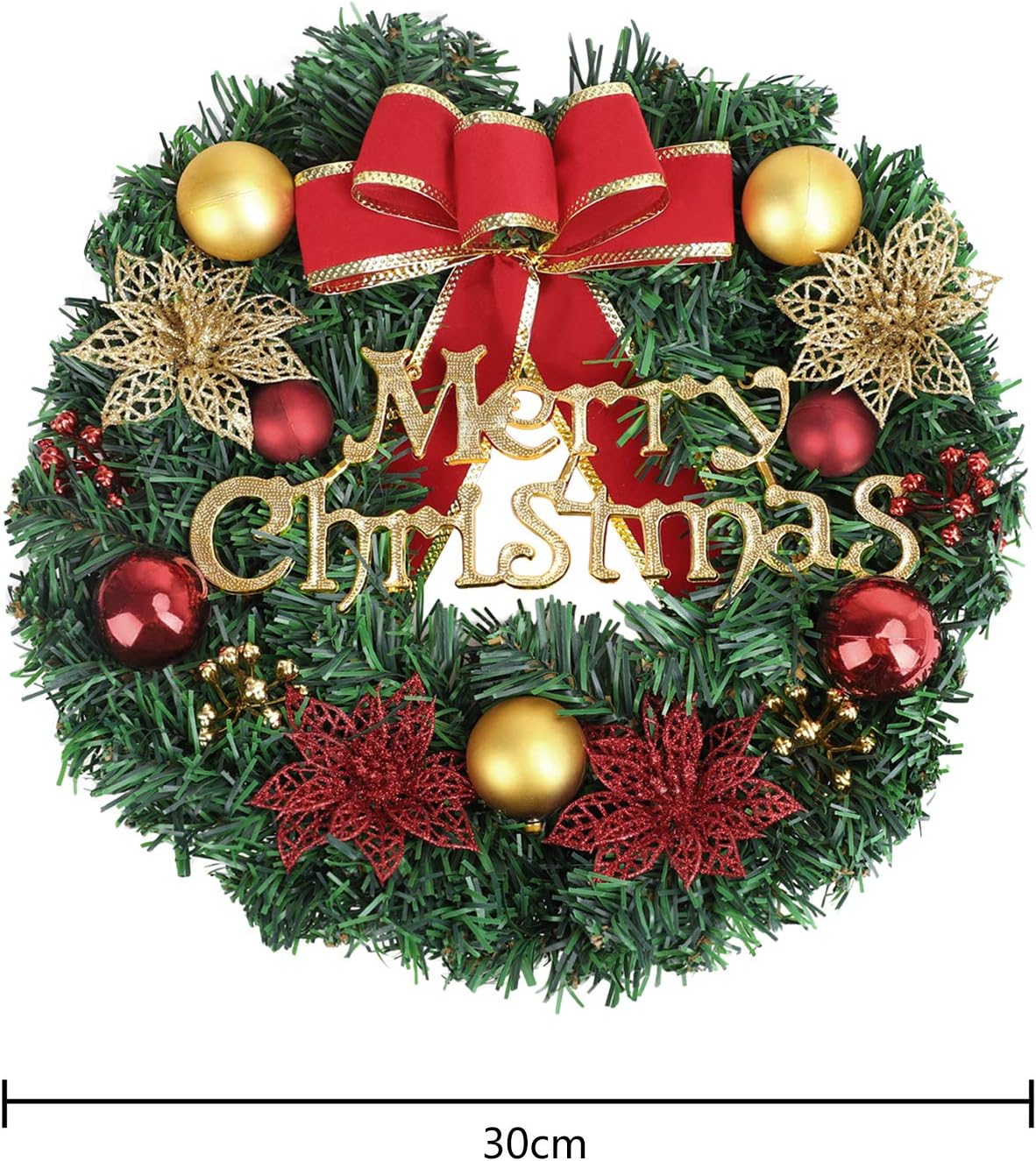 Amazon クリスマスリース クリスマス 玄関 飾り 直径30cm 花冠 かわいい ドアスワッグ クリスマス雑貨 吊り下げ 装飾品 クリスマスツリー 壁 窓 飾り付け デコレーション 部屋 自宅 お店 デパート 雰囲気満点 インテリア クリスマスパーティー クリスマス用品 リース