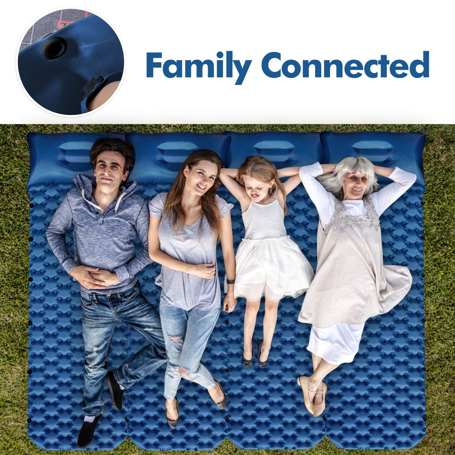 RioRand Inflatable Sleeping Mat Camping Mattress with Pillow 6.56Ft Lightweight Camping Sleeping Pad Outdoor Foldable Inflatable Air Mattress for Camping Travelling and Hiking