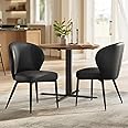 VASAGLE EKHO Collection - Dining Chairs Set of 2, Upholstered Kitchen Chairs, Comfortable Seat, Synthetic Leather with Stitching, Mid-Century Modern, Easy Assembly, Living Room Lounge, Ink Black
