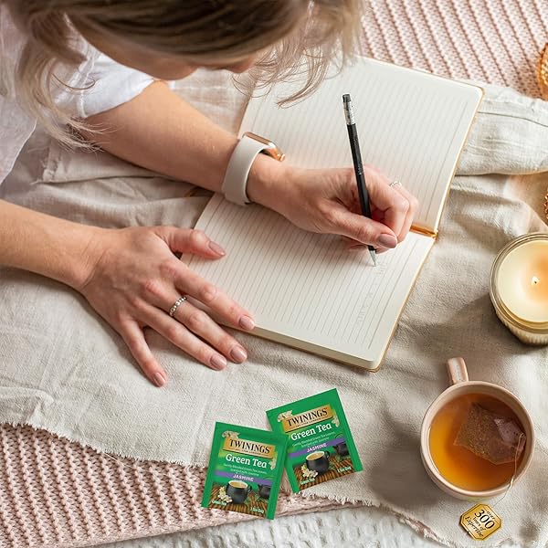 TWININGS GREEN TEA WITH JASMINE INDIVIDUALLY WRAPPED BAGS, 20 COUNT (PACK OF 6), FRAGRANT FLORAL SCENT, CAFFEINATED, ENJOY HOT OR ICED, 120 TEABAGS
