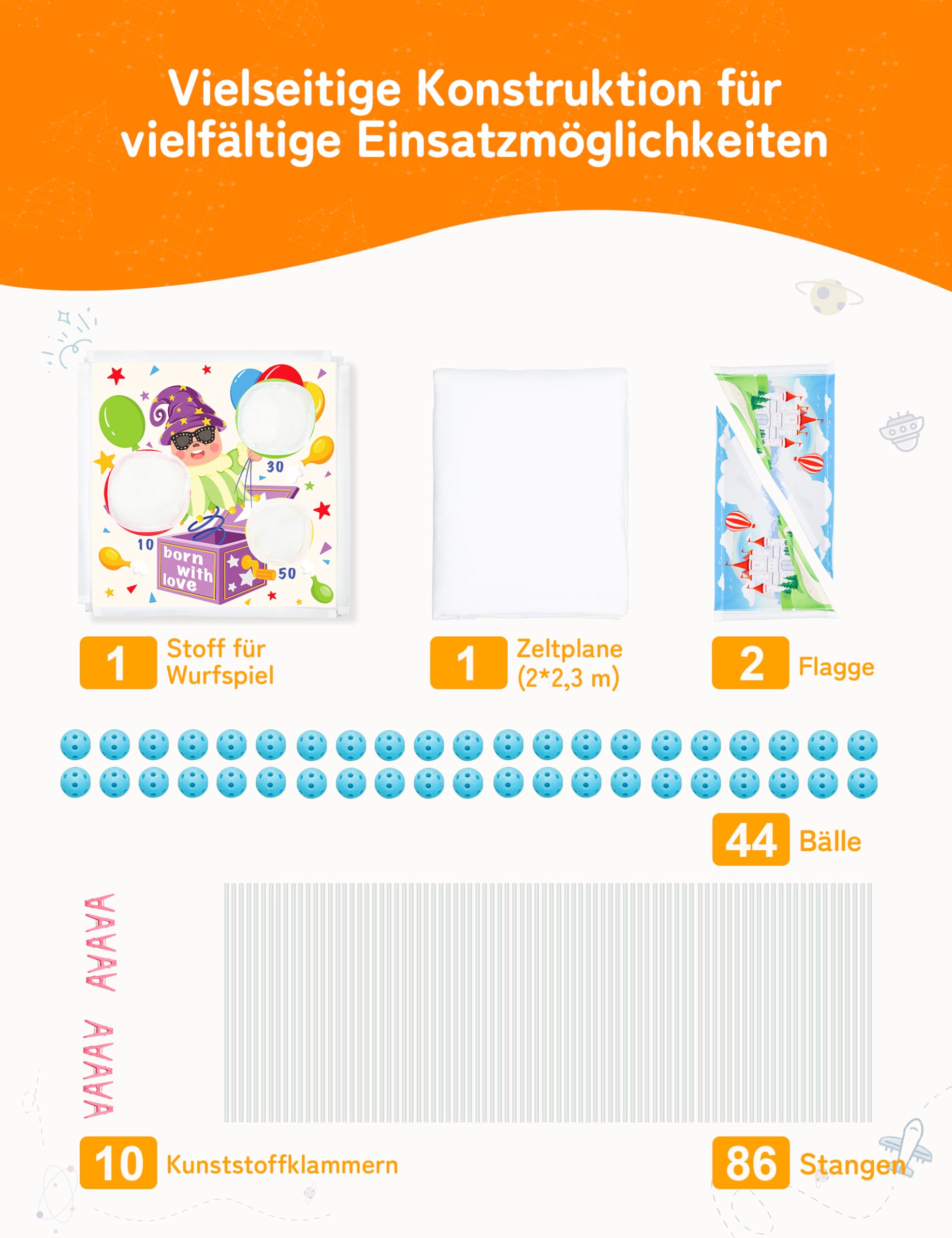 besrey Höhle Bauen Kinder – 144PCS Konstruktionsspielzeug mit Wurfspiel, Kinder Höhle, Outdoor Garten Spielzeug, Kreatives Bauset für Indoor/Outdoor, XXL Bausteine, Höhlenbauset 8