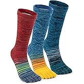TikMox Crew Toe Sock, Cotton Ankle Sock & Stocking, Arch Support, Running Five-Toe Design(3&6pairs)