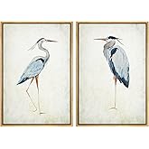 MUDECOR Framed Canvas Print Wall Art Heron Bird Illustrations Modern Art Decorative Bohemian Colorful Chic for Living Room, B