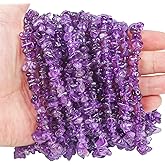 favoramulet 5-8mm Purple Amethyst Tumbled Stone Chip Beads for Jewelry Making, Irregular Shaped Healing Crystal Loose Bead Supply, Pack of 2 Strands(64 inches)