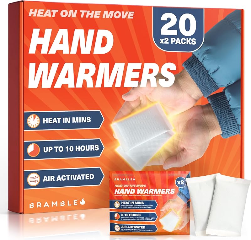 Bramble Hand Warmers 20 Pairs 40 Warmers Air Activated Odour Free Up to 10 Hours