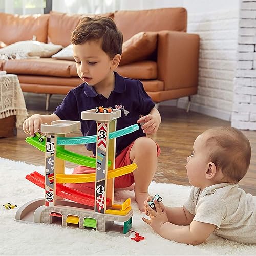 TOP BRIGHT Car Ramp Toy for Year Old Boy Gifts, Toddler Race