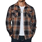 COOFANDY Men's Long Sleeve Flannel Shirts Jacket Fashion Plaid Jackets Casual Button Down Shirt with Pockets