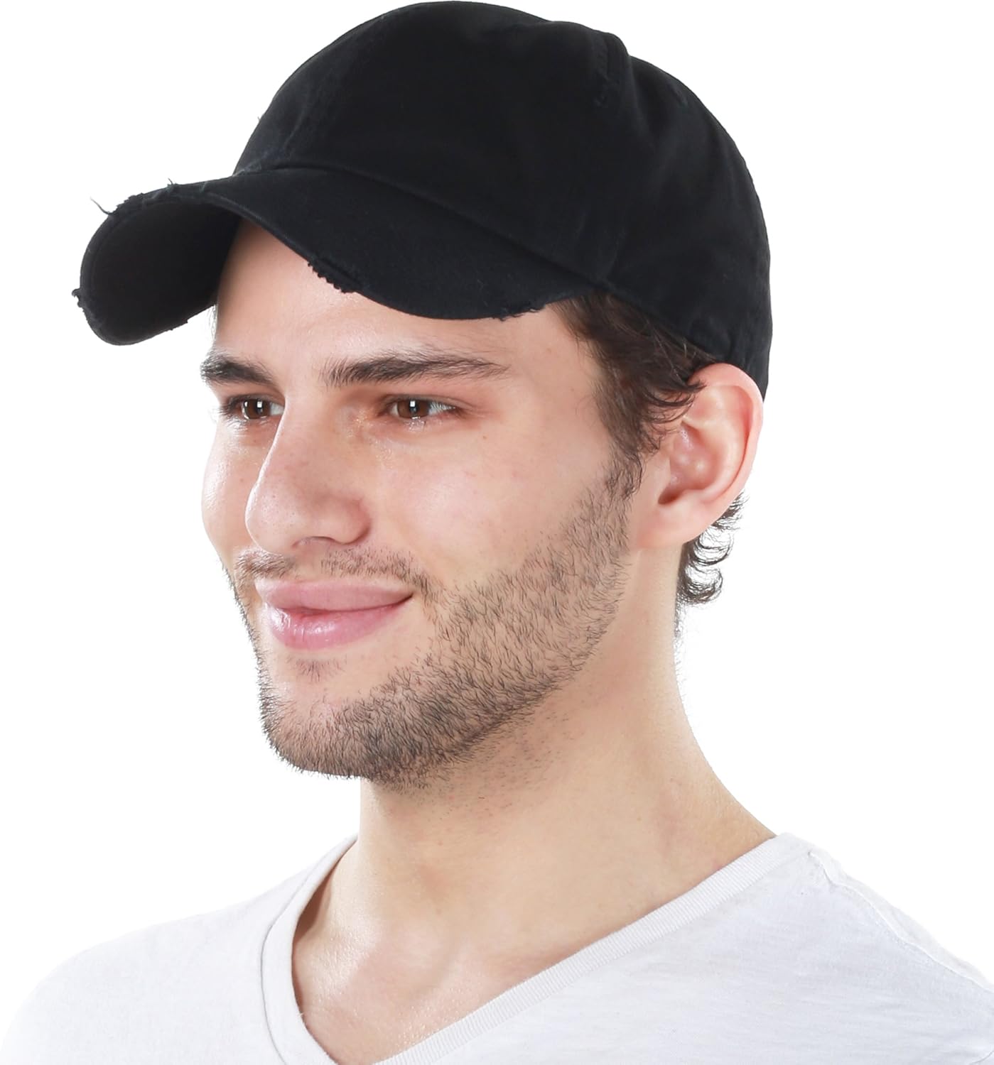 KBETHOS Vintage Washed Distressed Cotton Dad Hat Baseball Cap Adjustable Polo Trucker Unisex Style Headwear (Vintage) Black Adjustable: Clothing