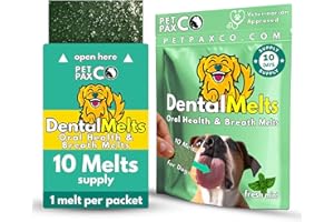 PetPax Co. Bad Breath Oral Support for Dogs 5 in 1 – 10 Oral Melts – Natural Sage, Spirulina, Apple Cider Vinegar – Dog Dental Care Products & Breath Freshener – Fast Dissolving Dog Breath Treats