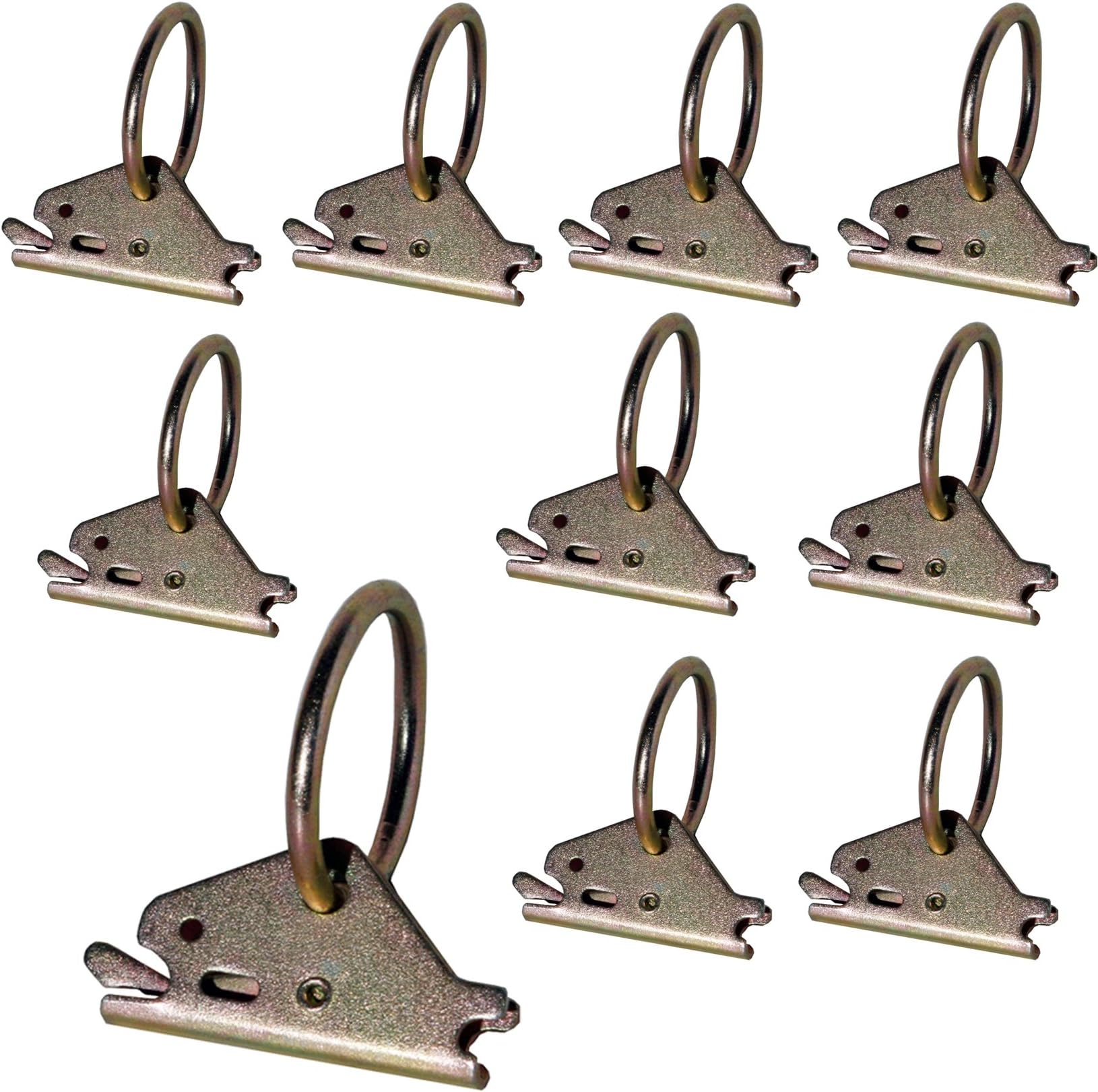 HardTrak 10 pc Heavy Duty E-Track O Ring Tie Down Anchor Accessories for Cargo Load Management Tiedown in Enclosed Trailer Van Truck Flatbed Equipped with Etrack Rails (E-Track Rail not Included)