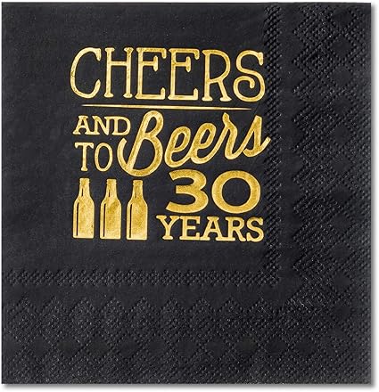 Amazon Com Crisky 30th Birthday Cocktail Napkins Black And Gold