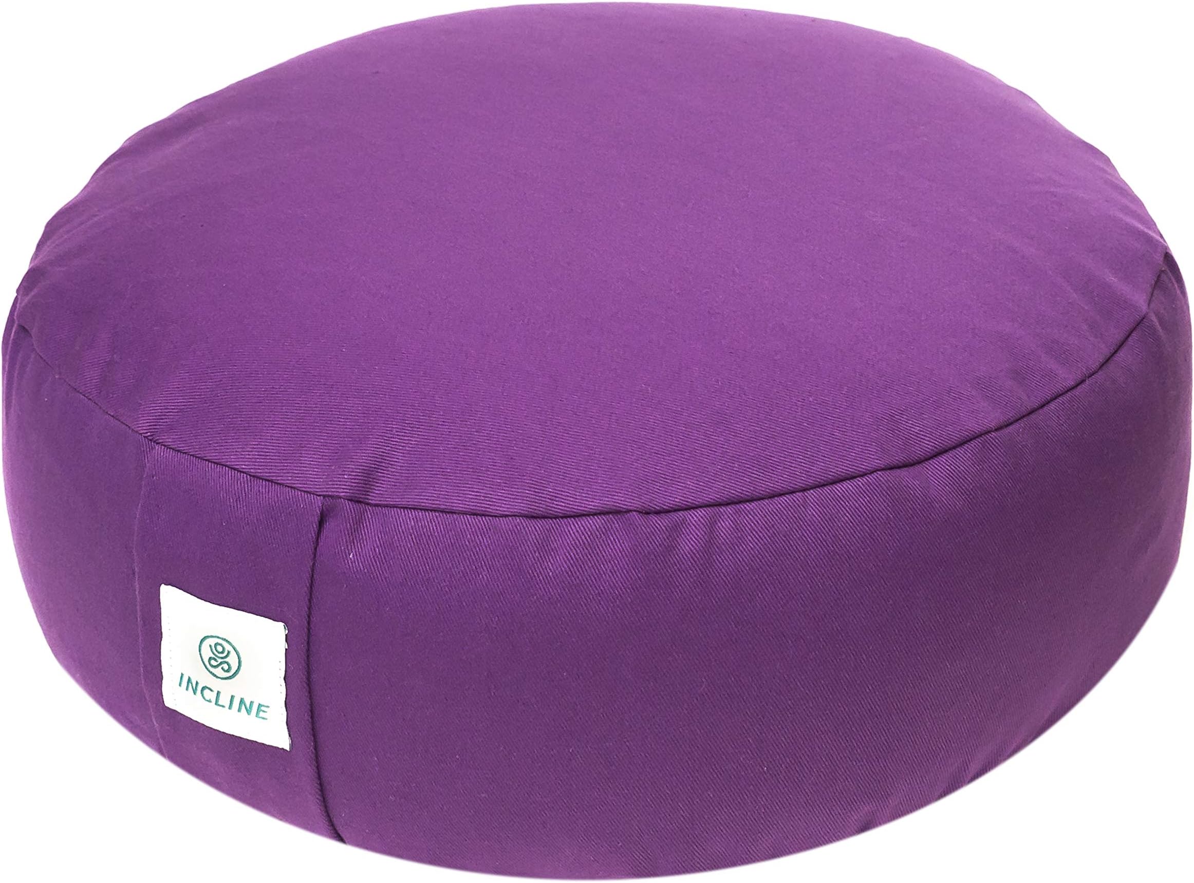Incline Fit Zafu Yoga Meditation Cushion with Zipper, Round Meditation Pillow Bolster Filled with Buckwheat Hulls with Machine Washable Cotton Cover and Carry Handle