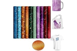 CUKCUT Sublimation Sheets for Mugs Transfer Paper Glitter Submation Ink Sheets Sublimation Paper for Heat Press Machine Preprinted Ink for Tshirts Multicolor Transfer Sheets,10Pcs