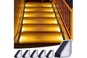 JSOT Solar Step Stair Lights Outdoor Yard Decor 6 Pack, IP65 Waterproof Deck Lighting for Outside Solar Powered, Solar Garden Light Decor for Fence, Backyard, Front Porch Step, Balcony, Wall and Patio