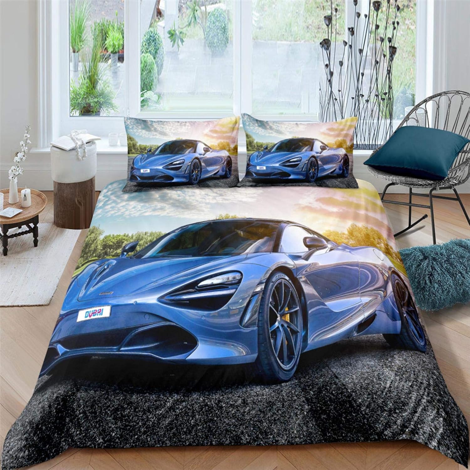 XTQDM Bedding set,Racing Car Printed Duvet Cover With Pillowcase Bedding Set Single Double Twin