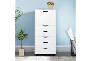 Naomi Home Carly 6-Drawer Office Storage File Cabinet on Wheels, Mobile Under Desk Filing Drawer Unit, Craft Storage Organization for Home, Office – White