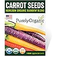 Organic Carrot Seeds (Rainbow Blend) - Approx 500 Seeds - USDA Organic, Non-GMO, Open Pollinated, Heirloom, USA Origin
