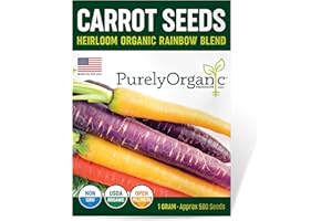 PURELY ORGANIC PRODUCTS LLC Organic Carrot Seeds (Rainbow Blend) - Approx 500 Seeds - USDA Organic, Non-GMO, Open Pollinated, Heirloom, USA Origin
