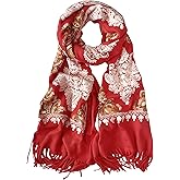 Urban CoCo Women's Embroidered Tassel Long Shawl Oversize Scarf Wraps for Women