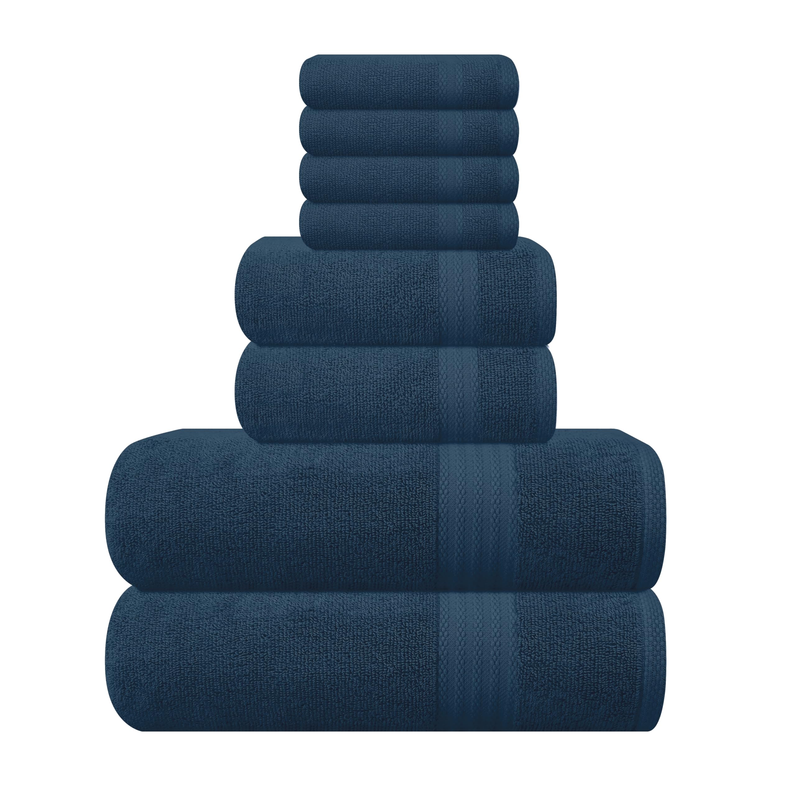 Photo 1 of GLAMBURG Ultra Soft 8-Piece Towel Set - 100% Pure Ring Spun Cotton, Contains 2 Oversized Bath Towel 27x54, 2 Hand Towel 16x28, 4 Wash Cloths 13x13- Ideal for Everyday use, Hotel & Spa - Mineral Blue