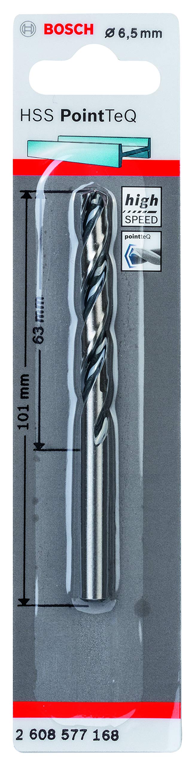 Bosch Professional PointTeQ HSS Twist Drill Bit (for Metal, 6.5 x 63 x 101 mm, Accessories for Drill Driver)