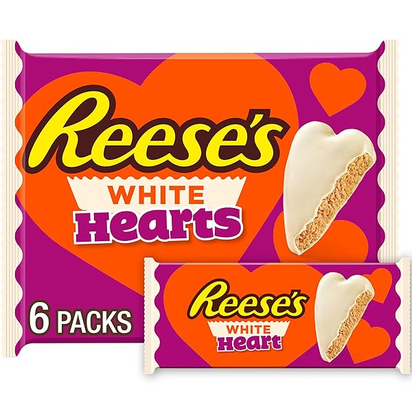 REESE’S WHITE CREME PEANUT BUTTER HEARTS, VALENTINE’S CANDY...