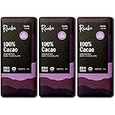 Raaka 100% Dark Chocolate Bars - Unsweetened, Bitter, Sugar Free, Pure Cacao - Organic, Vegan, Soy Free, Gluten Free, Kosher,