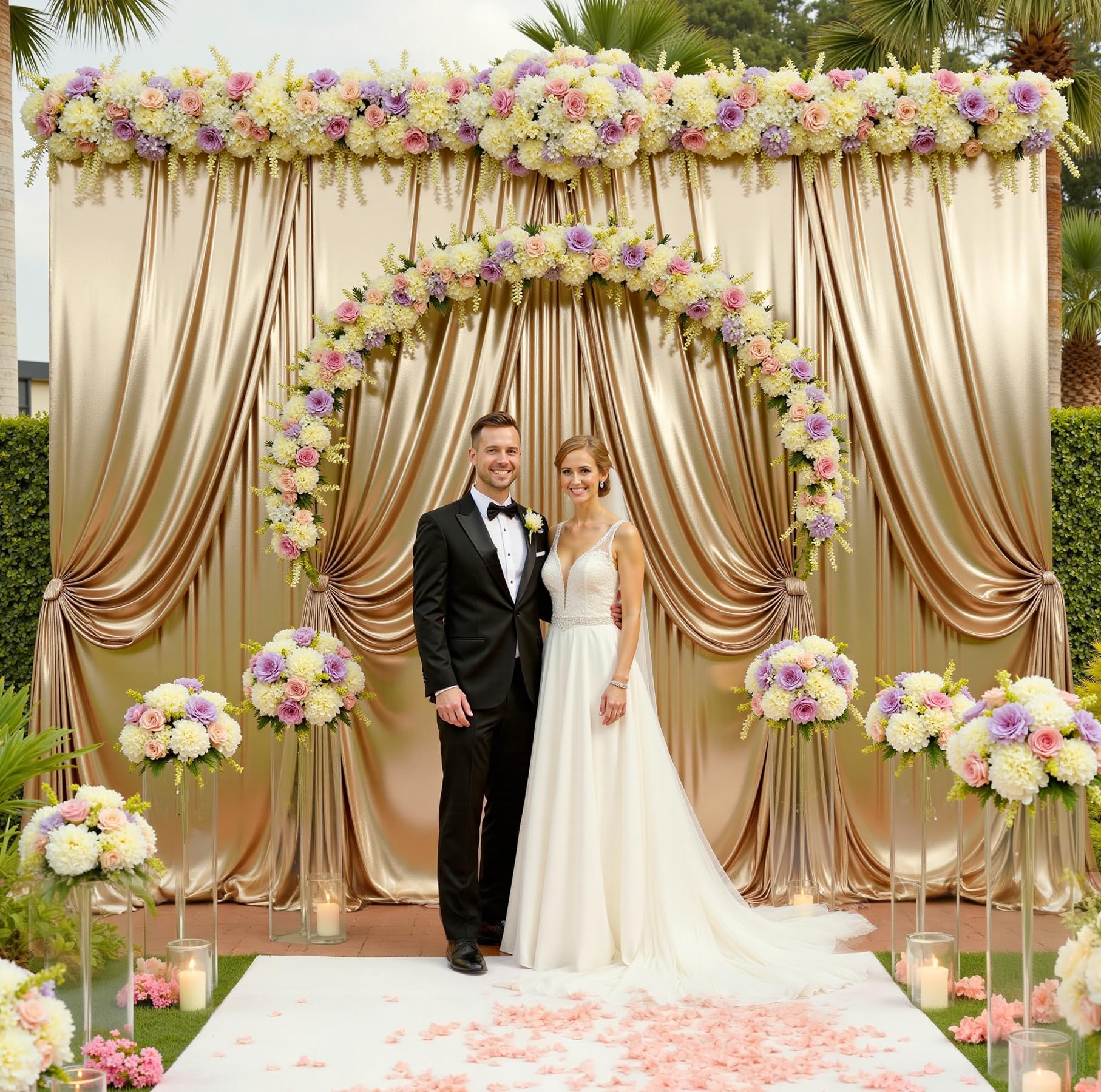 Photo 1 of 20ftx10ft Champagne Sequin Backdrop Curtain for Parties, Wrinkle Free Thick Glitter Sparkle Photo Backdrop Drapes 4 Panels 5x10FT Shimmer Back Drop Cloth for Wedding Birthday Photography Background