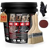 Rust Converter &amp; Metal Primer, 141 Fl Oz Black Rust Inhibitor Paint for Metal, Automotive Rust Reformer, Industrial Grade Water Based, Heat Resistance &amp; UV Resistant