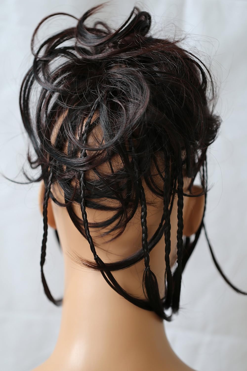 CAISHA XXL Scrunchie Messy Bun Hairpiece Braided Updo Slightly Wavy Voluminous Brown Black Mix G24D - Image 3