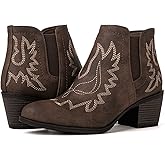 GLOBALWIN Women's Cowgirl boots Western Short Ankle Pull On Comfortable Cowboy Boots For Women Low Heel