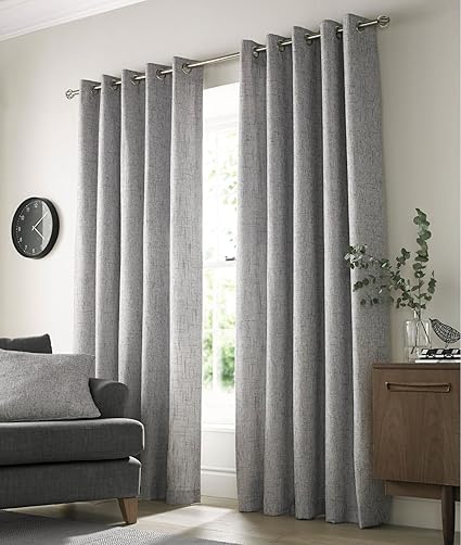 Academy Grey Eyelet Curtains 66x54 168x137cm Amazon Co Uk