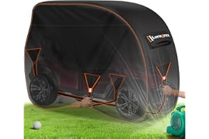 Lorugred 4 Passenger Golf Cart Cover Waterproof Fits for EZGO Yamaha Evolution Honda 420D Heavy Duty Club Car Cover.110Lx45Wx65H inch 2/4 Seats with Two Zipper Doors Golf cart Accessories