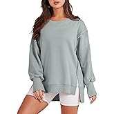 ANRABESS Womens Oversized Sweatshirts Crew Neck Long Sleeve Shirts Casual Loose Slit 2025 Fall Outfits Y2K Teen Girls Clothes