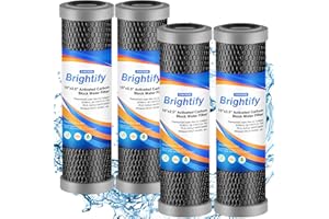 Brightify 10"x2.5" 5 Micron Carbon Water Filter, Whole House Carbon CTO Water Filter Cartridge Replacement Fits Culligan D-10A, P5-D, DuPont WFPFC8002, SCWH-5, GE FXWTC, Whirlpool WHCF-WHWC, 4 Pack