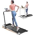 TOPUTURE Walking Pad Under Desk Treadmill with Incline, 2 in 1 Folding Treadmill for Home/Office, Portable Compact Treadmill with Remote Control, APP & LED Display 300LBS Capacity