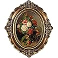 FOLKOR Framed Wall Art Decor for Kitchen Dining Room Bathroom, Vintage Still Life Flower Oil Paintings Prints with Gold Photo Frame, Floral Artwork for Home Office Library Book Shop Decoration, 5x7