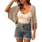 GRACE KARIN Womens Crochet Summer Cardigan Shrug 2025 Lightweight Open Front Hollow-out Batwing Cardigan Sweater Outwear