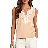 PRETTYGARDEN Womens Tank Tops 2026 Summer Causal V Neck Sleeveless Shirts Floral Print Embroidered Beach Vacation Boho Top